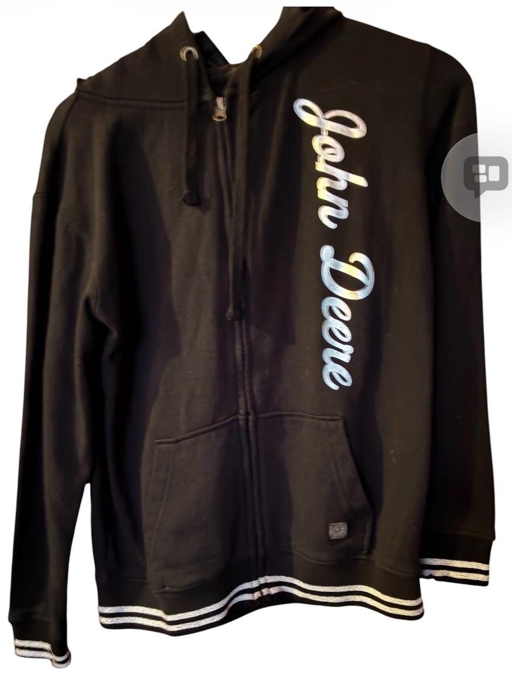 John Deere Kids Womens Black Zip Hoodie Sz small